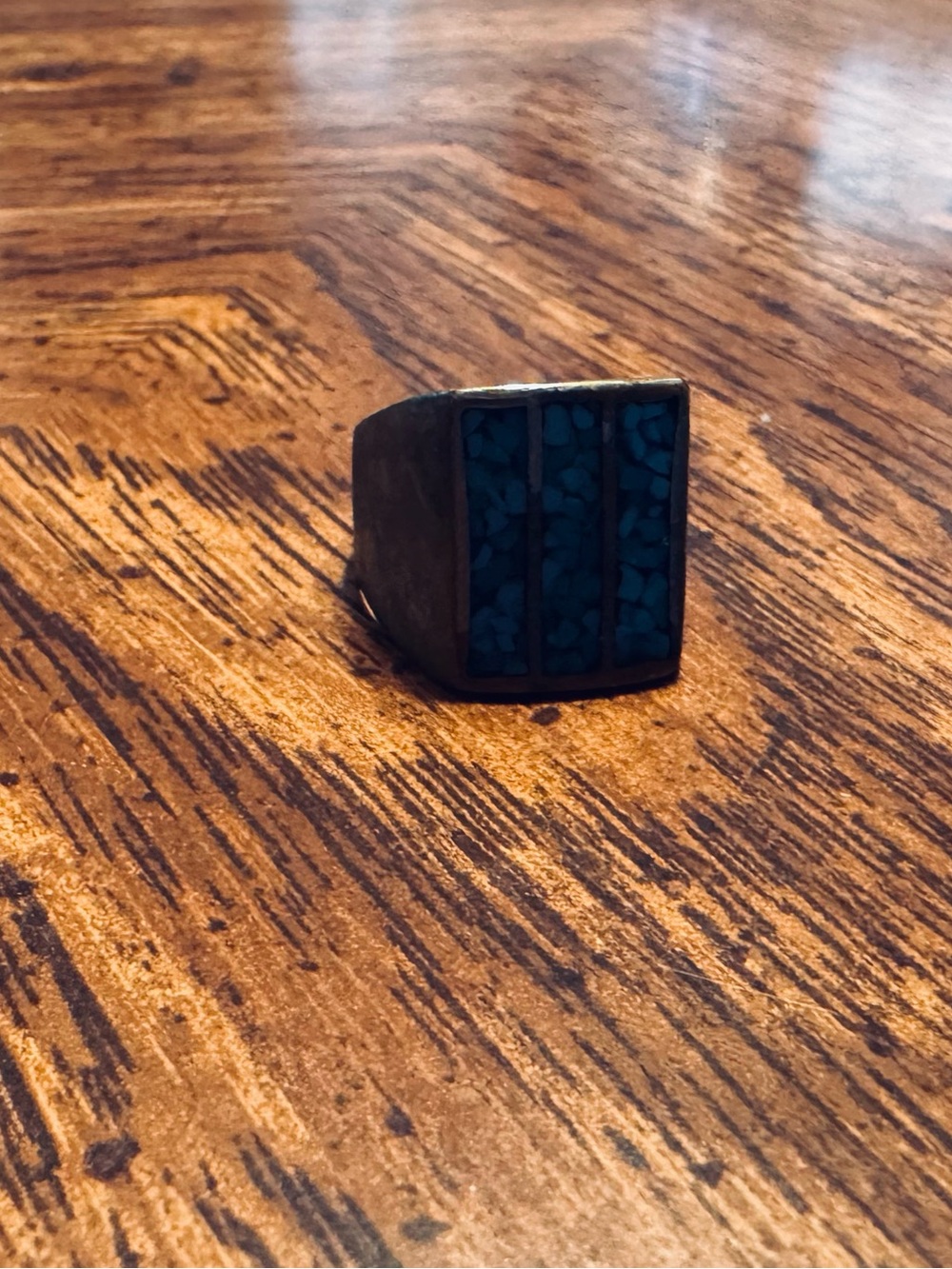 Turquoise Inlay Rectangular Statement Ring - Picture 4 of 4